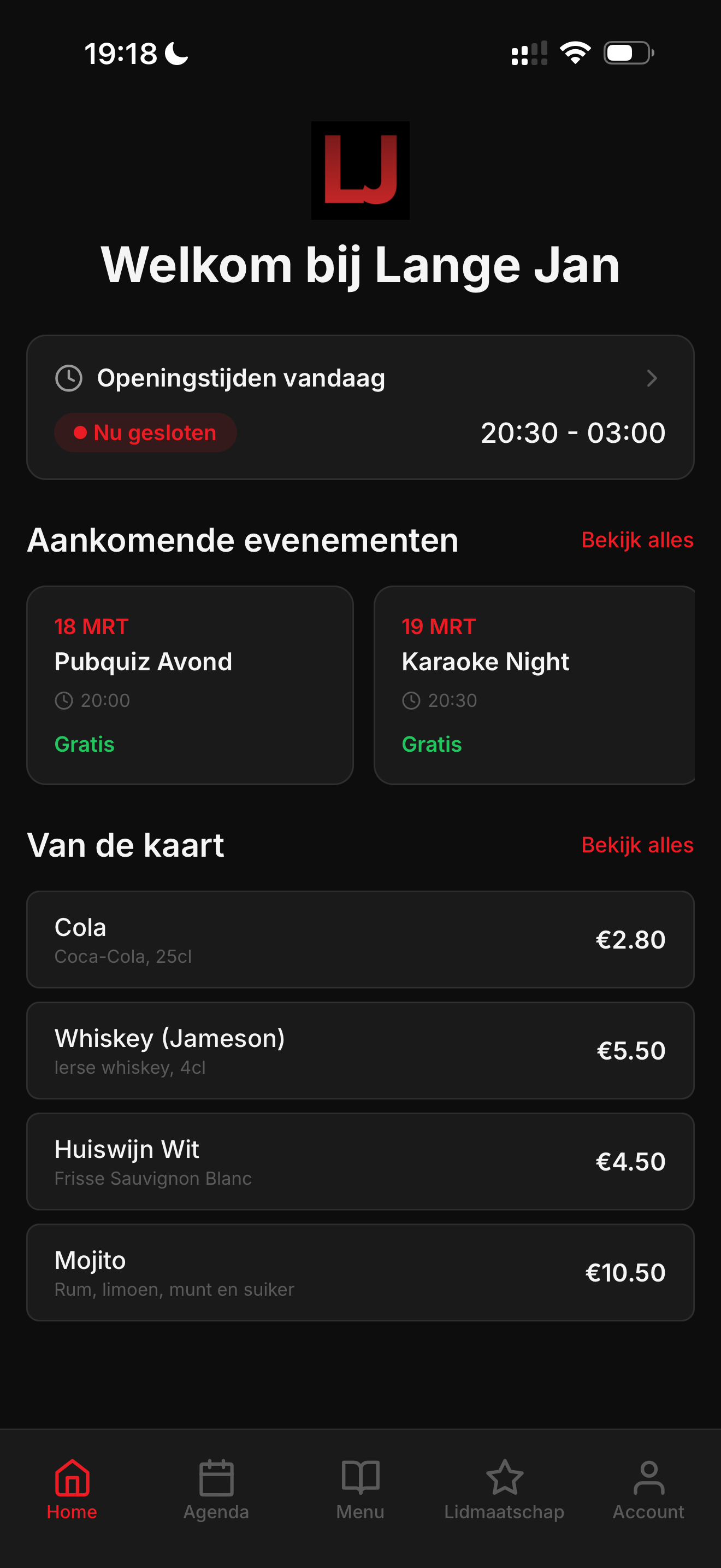 Lange Jan App Home Screen